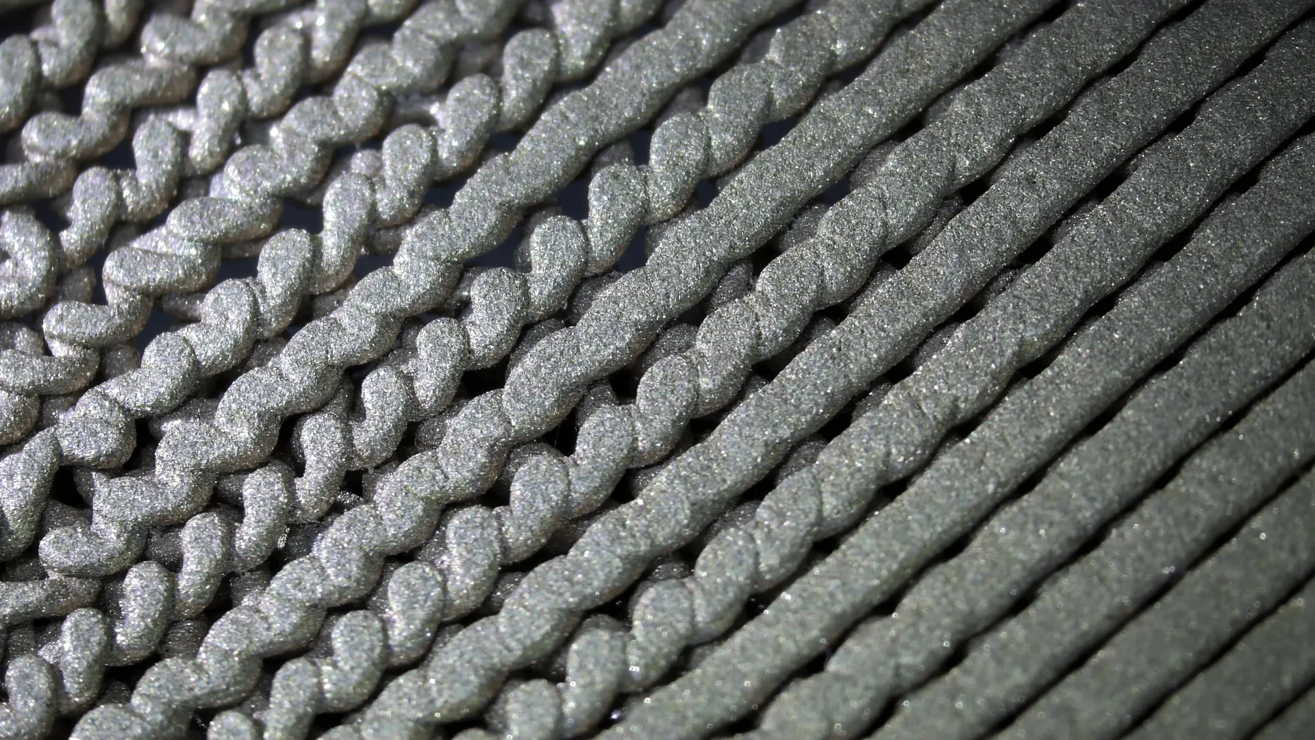 Close-up of printed polymer foam coil structure