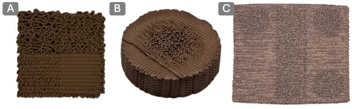 Sintered copper and bronze metal foam parts printed by viscous thread printing